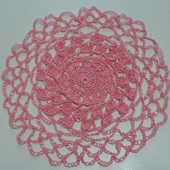 Detailed Handmade Coral Crochet Doily 10" - Picture 4 of 7